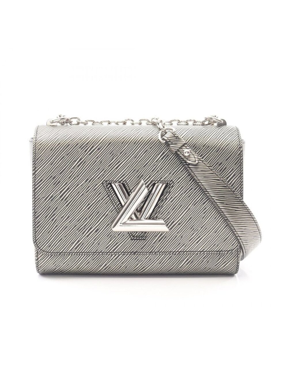 Louis Vuitton Shoulder Bag Twist MM Epi Metallic Silver Leather